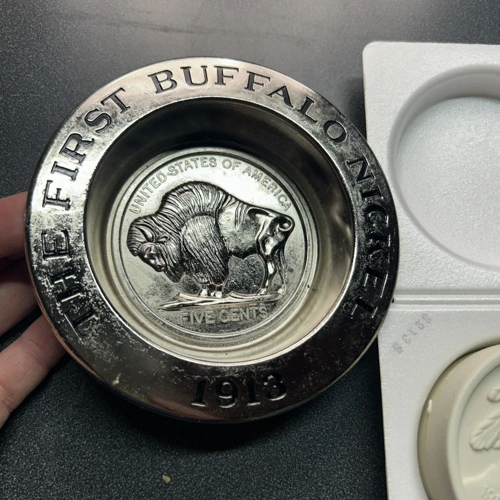 Buffalo Nickel Ash Tray METAL Collector Indian Cigar Aficionado With Soap